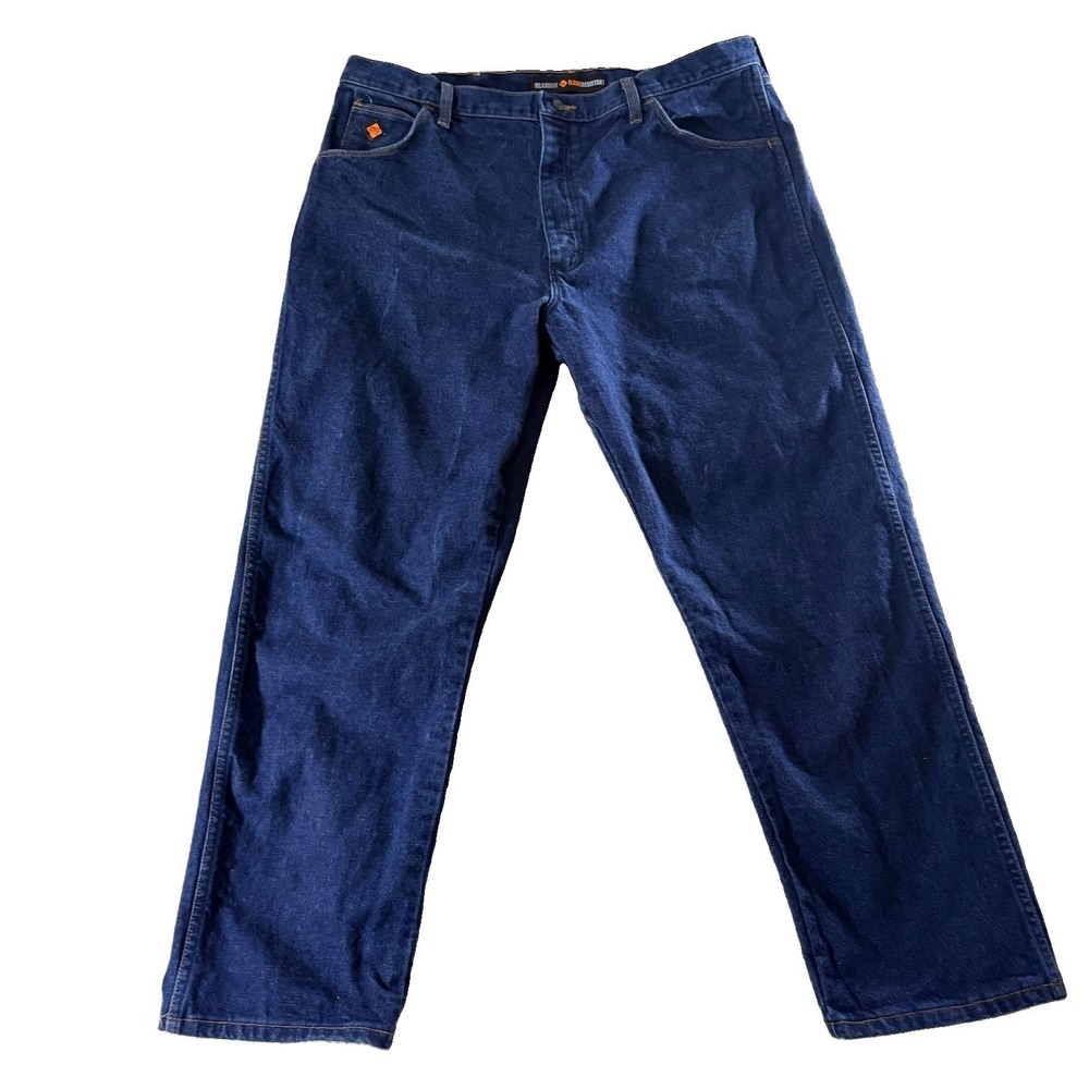 Wrangler FR31MWZ Mens 40x32 Flame Resistant Relaxed Fit Work Jeans HRC2 Blue